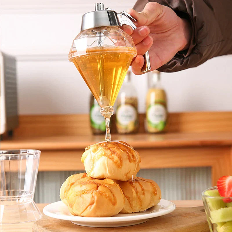 Diamond Style Glass Honey Jar Dispenser