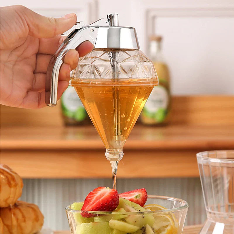 Diamond Style Glass Honey Jar Dispenser