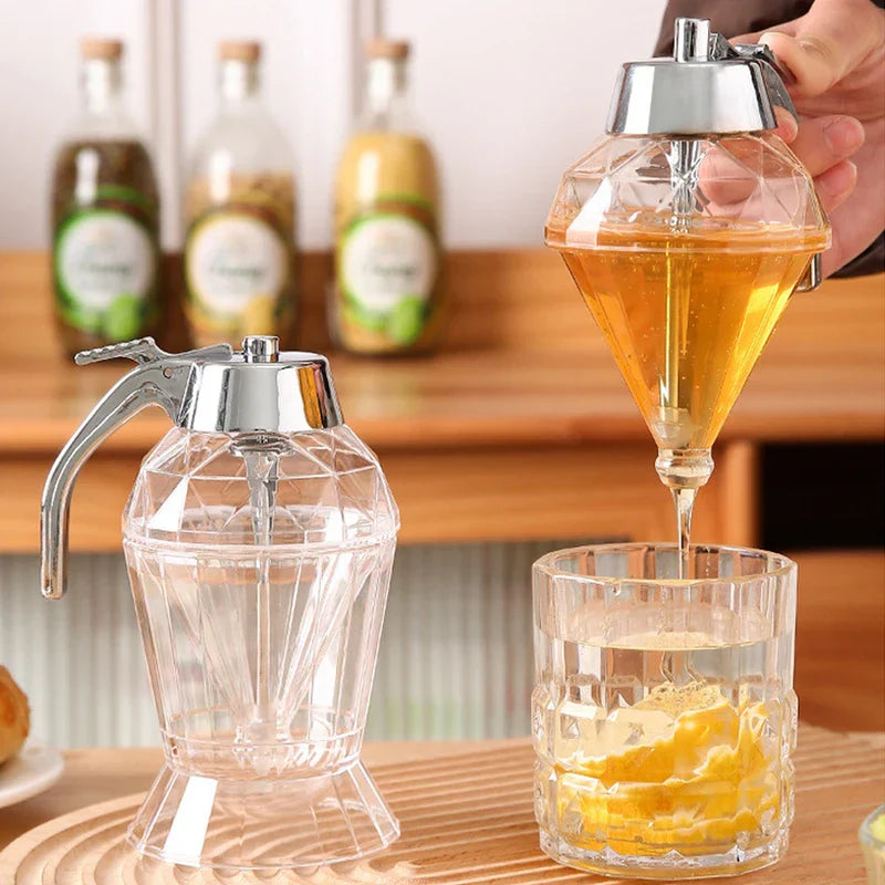 Diamond Style Glass Honey Jar Dispenser