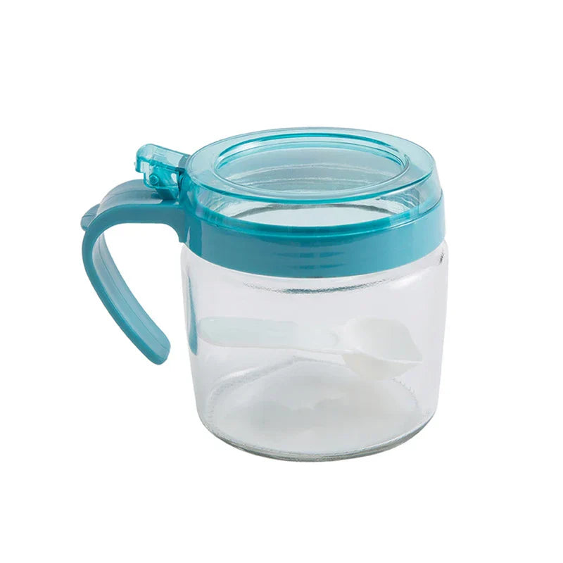 Glass Seasoning Condiment Box Set With Spoons