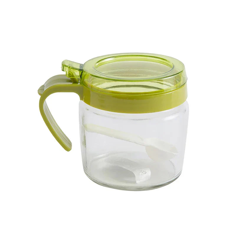 Glass Seasoning Condiment Box Set With Spoons