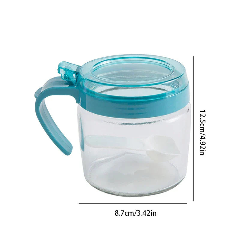 Glass Seasoning Condiment Box Set With Spoons