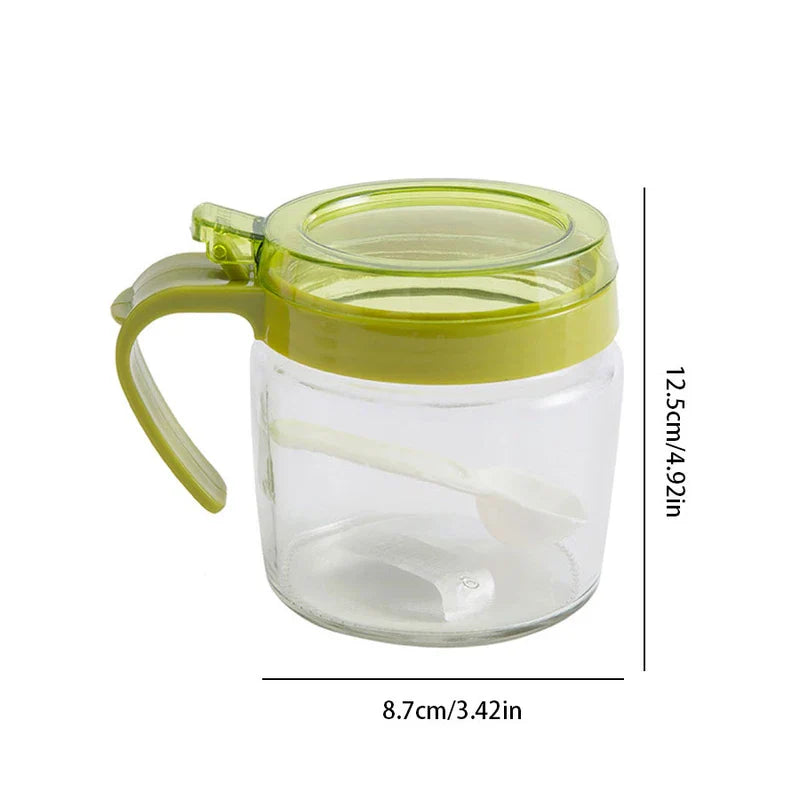 Glass Seasoning Condiment Box Set With Spoons