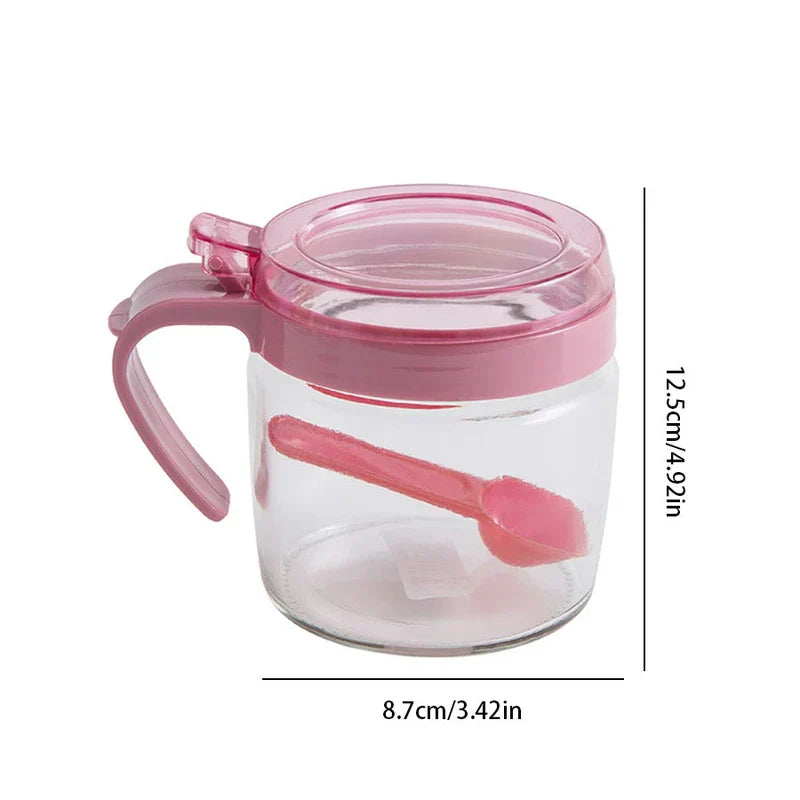 Glass Seasoning Condiment Box Set With Spoons